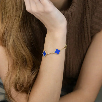 [⭐Aura] CLOVER 5 MOTIF BLUE AGATE BRACELET COLLECTION