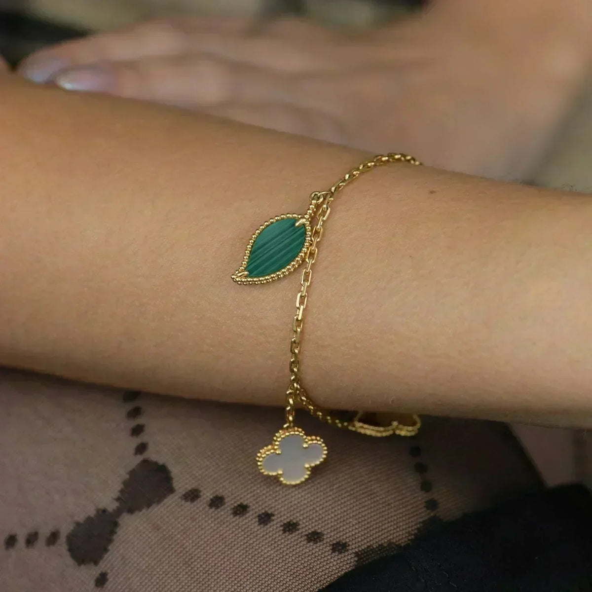 [⭐Aura]LUCKY SPRING 5 MOTIF GOLD BRACELET