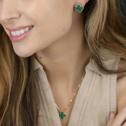 [⭐Aura]CLOVER MINI 9.5MM MALACHITE  EARRINGS