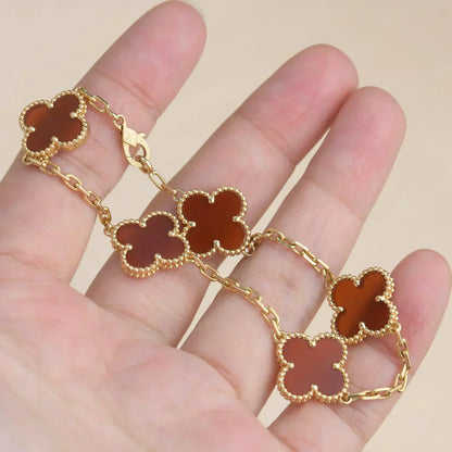 [⭐Aura] CLOVER 5 MOTIF RED CORNELIAN BRACELET COLLECTION