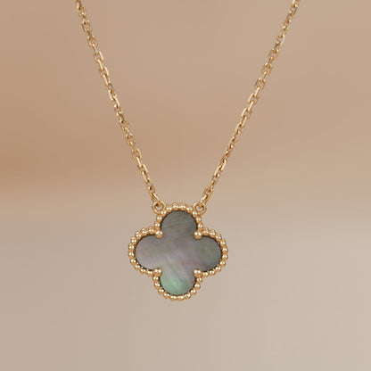 [⭐Aura]CLOVER 15MM  GRAY MOTHER OF PEARL NECKLACE