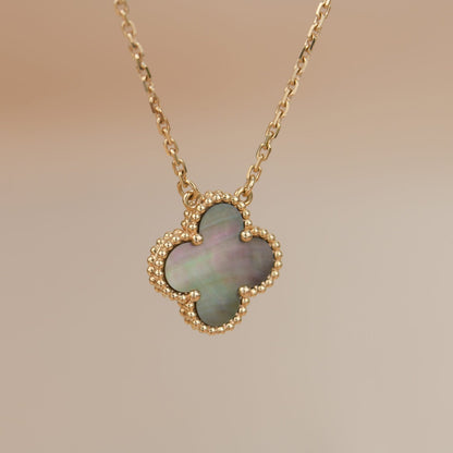 [⭐Aura]CLOVER 15MM  GRAY MOTHER OF PEARL NECKLACE