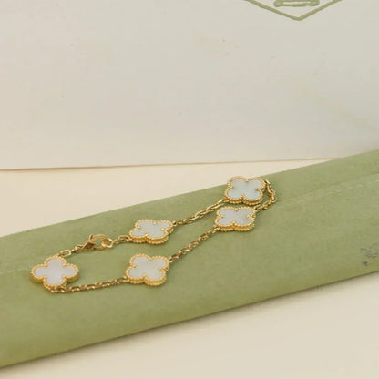 [⭐Aura]CLOVER WHITE PEARL MOP 5 MOTIF BRACELET COLLECTION