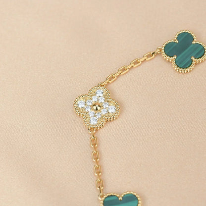 [⭐Aura] CLOVER 5 MOTIF MALACHITE BRACELET COLLECTION