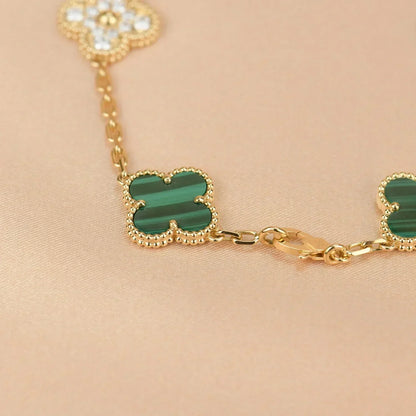 [⭐Aura] CLOVER 5 MOTIF MALACHITE BRACELET COLLECTION