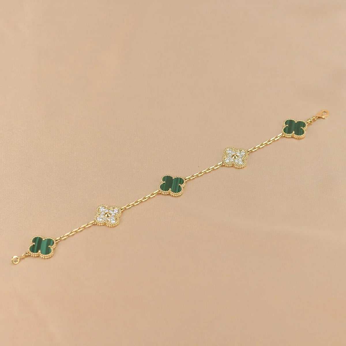 [⭐Aura] CLOVER 5 MOTIF MALACHITE BRACELET COLLECTION