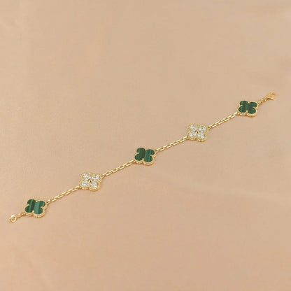 [⭐Aura] CLOVER 5 MOTIF MALACHITE BRACELET COLLECTION