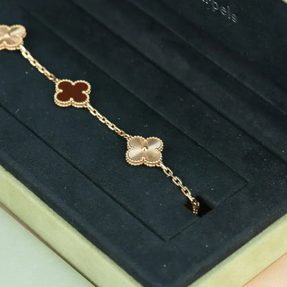 [⭐Aura] CLOVER 5 MOTIF RED CORNELIAN BRACELET COLLECTION
