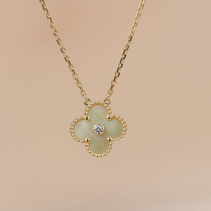 [⭐Aura]CLOVER 15MM DIAMOND GOLD MOTHER OF PEARL NECKLACE