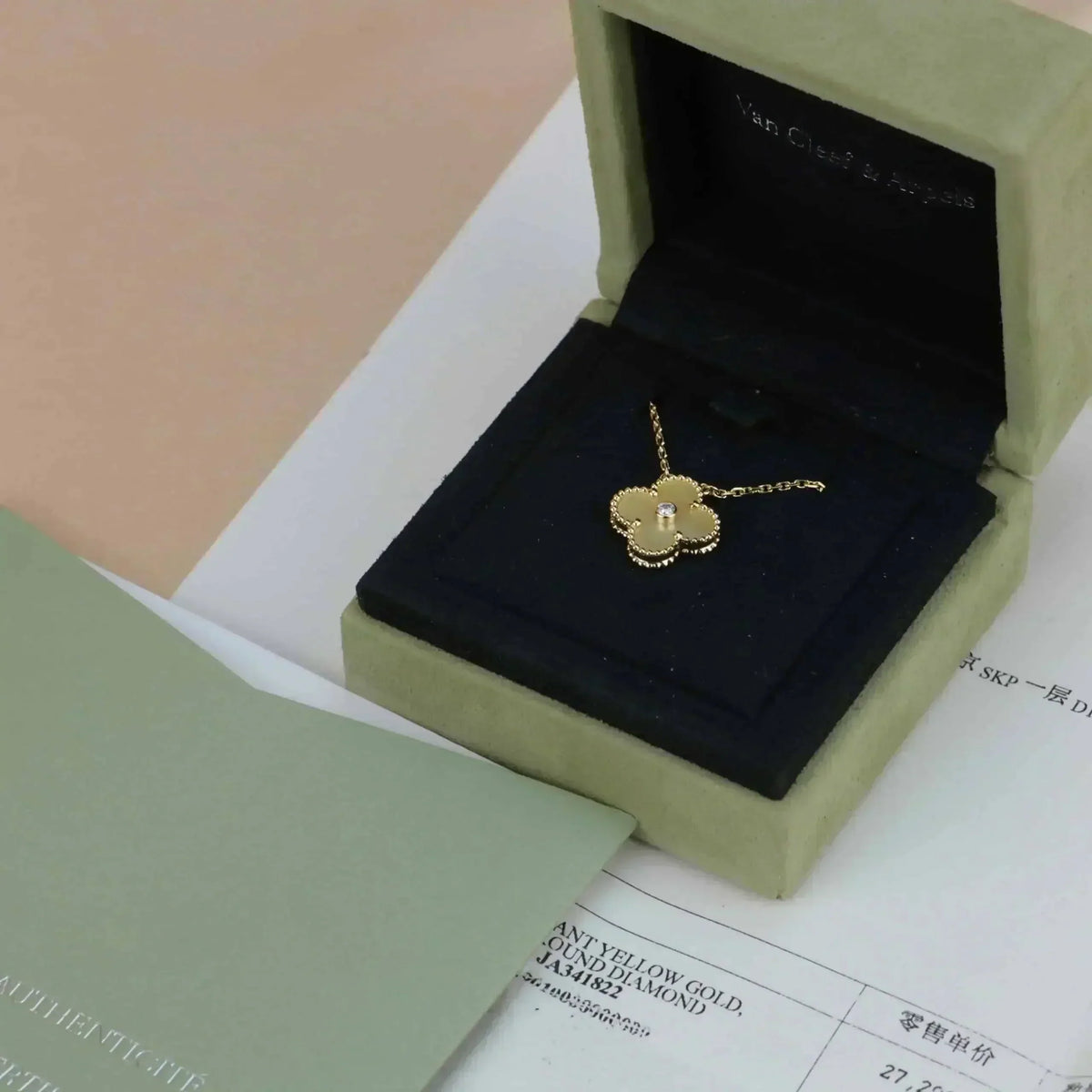 [⭐Aura]CLOVER 15MM DIAMOND GOLD MOTHER OF PEARL NECKLACE