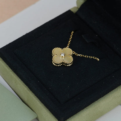 [⭐Aura]CLOVER 15MM DIAMOND GOLD MOTHER OF PEARL NECKLACE
