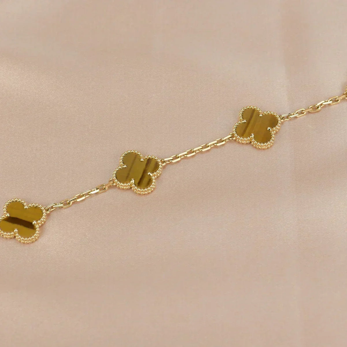 [⭐Aura] CLOVER 5 MOTIFS TIGER EYE BRACELET COLLECTION