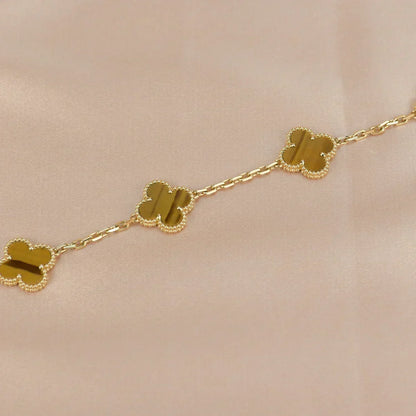 [⭐Aura] CLOVER 5 MOTIFS TIGER EYE BRACELET COLLECTION