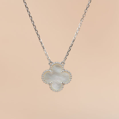 [⭐Aura]CLOVER  15MM WHITE MOTHER-OF-PEARL SILVER