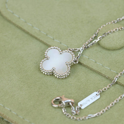 [⭐Aura]CLOVER  15MM WHITE MOTHER-OF-PEARL SILVER