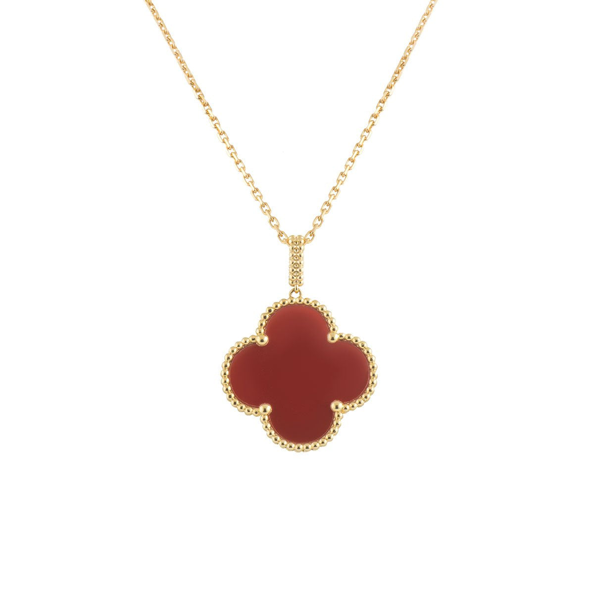 [⭐Aura]CLOVER 25MM NECKLACE GOLD CARNELIAN