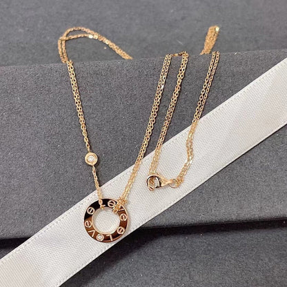 [⭐Aura]LOVE NECKLACE 16MM 2 DIAMONDS