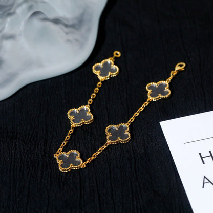 [⭐Aura]CLOVER 5 MOTIF ROCK CRYSTAL BRACELET