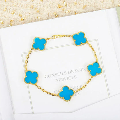[⭐Aura] CLOVER 5 MOTIF TURQUOISE BRACELET COLLECTION