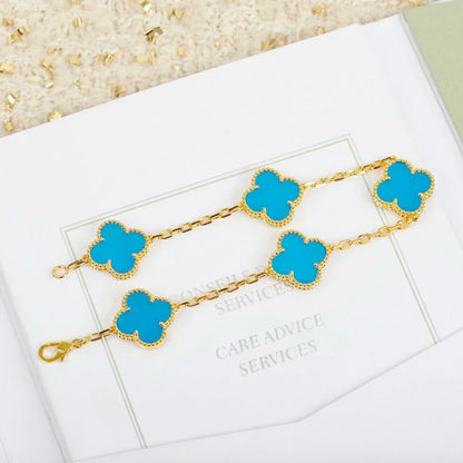 [⭐Aura] CLOVER 5 MOTIF TURQUOISE BRACELET COLLECTION