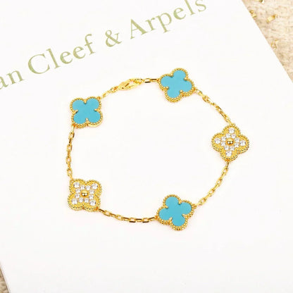 [⭐Aura] CLOVER 5 MOTIF TURQUOISE BRACELET COLLECTION