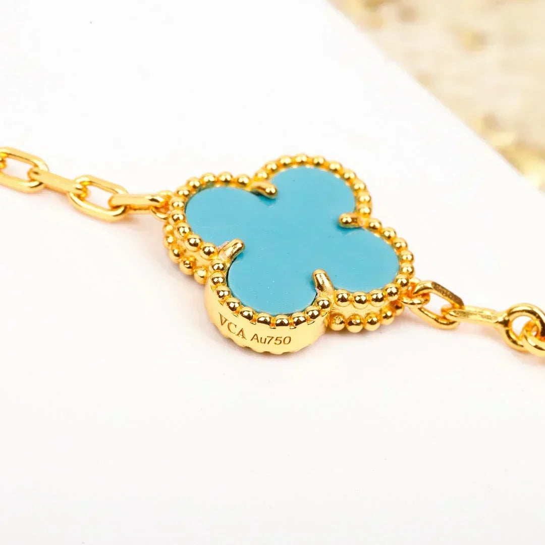 [⭐Aura] CLOVER 5 MOTIF TURQUOISE BRACELET COLLECTION