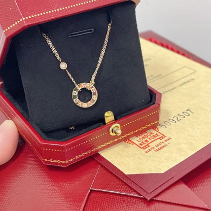 [⭐Aura]LOVE NECKLACE 16MM 2 DIAMONDS