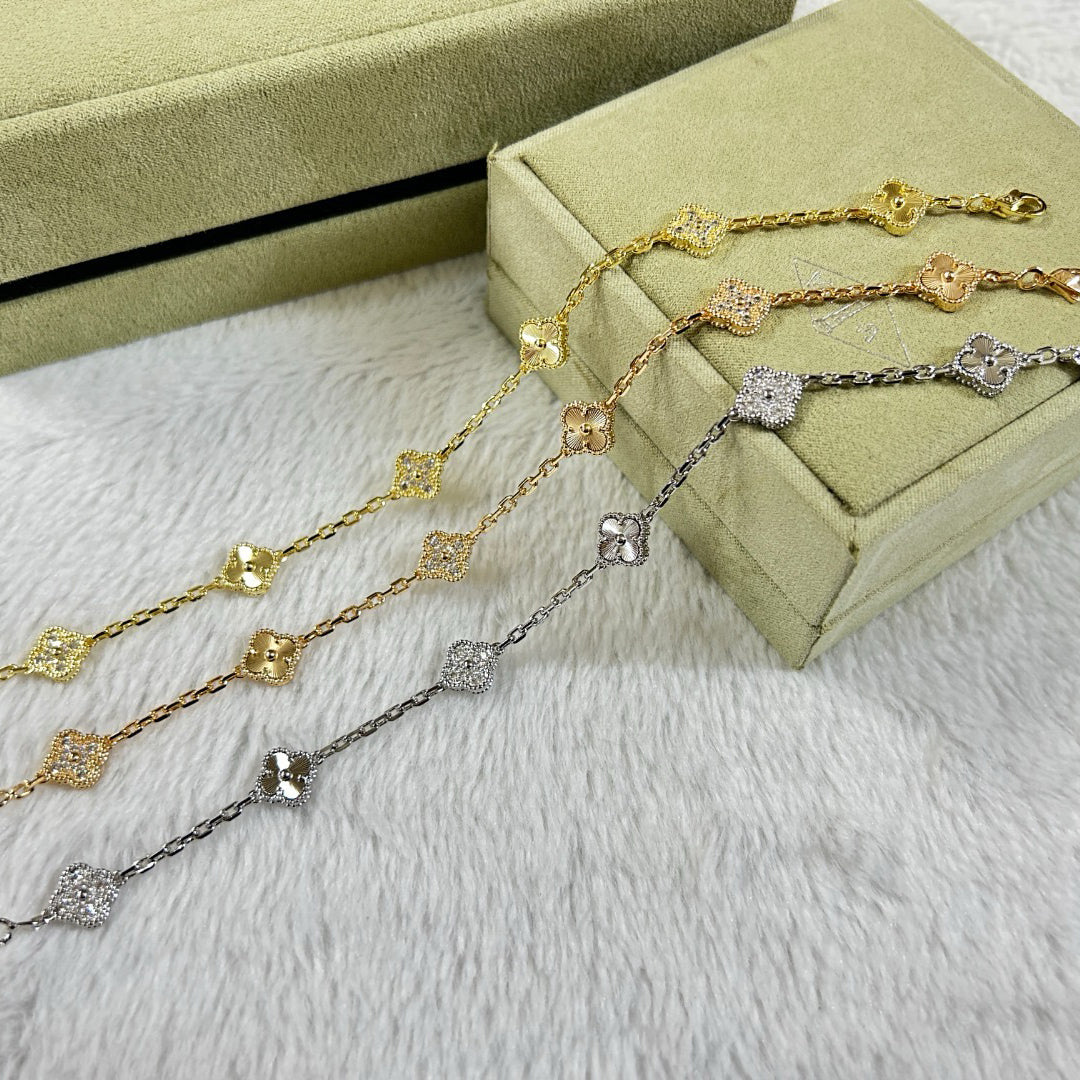 [⭐Aura]CLOVER 6 MOTIF DIAMOND LASER BRACELET