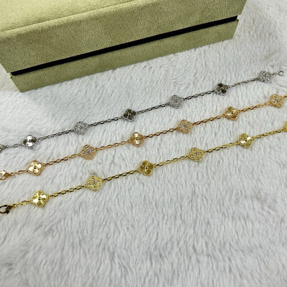 [⭐Aura]CLOVER 6 MOTIF DIAMOND LASER BRACELET