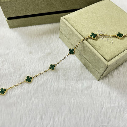 [⭐Aura]CLOVER 6 MOTIF MALACHITE BRACELET