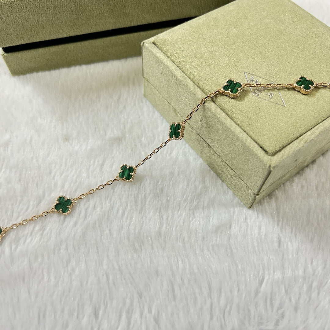 [⭐Aura]CLOVER 6 MOTIF MALACHITE BRACELET