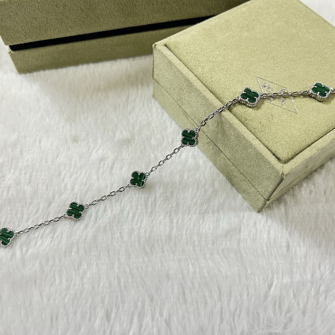 [⭐Aura]CLOVER 6 MOTIF MALACHITE BRACELET