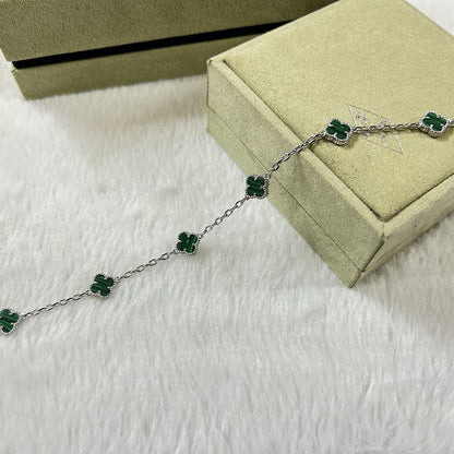 [⭐Aura]CLOVER 6 MOTIF MALACHITE BRACELET