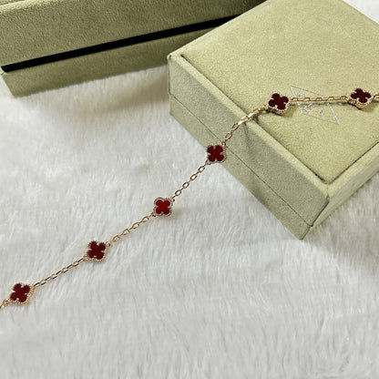 [⭐Aura]CLOVER 6 MOTIF RED AGATE BRACELET