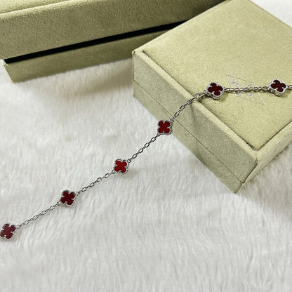 [⭐Aura]CLOVER 6 MOTIF RED AGATE BRACELET