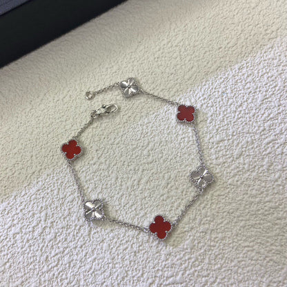 [⭐Aura]CLOVER 6 MOTIF RED AGATE LASER BRACELET