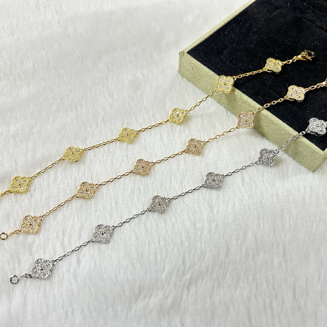 [⭐Aura]CLOVER 6 MOTIF DIAMOND BRACELET