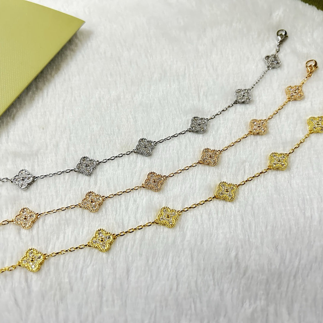 [⭐Aura]CLOVER 6 MOTIF DIAMOND BRACELET
