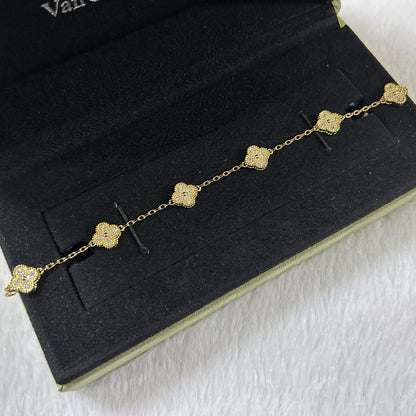[⭐Aura]CLOVER 6 MOTIF DIAMOND BRACELET