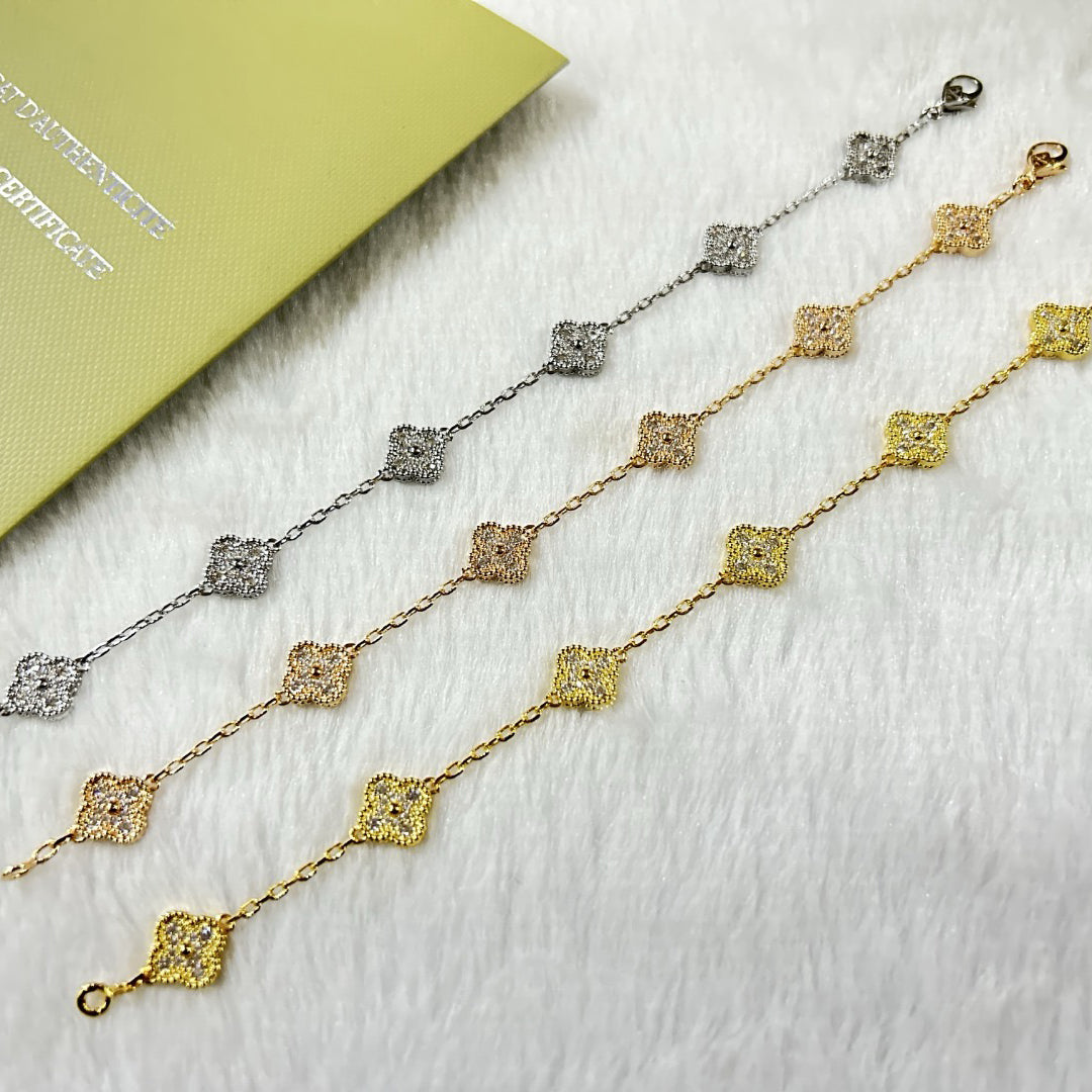 [⭐Aura]CLOVER 6 MOTIF DIAMOND BRACELET