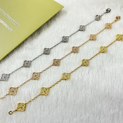 [⭐Aura]CLOVER 6 MOTIF DIAMOND BRACELET