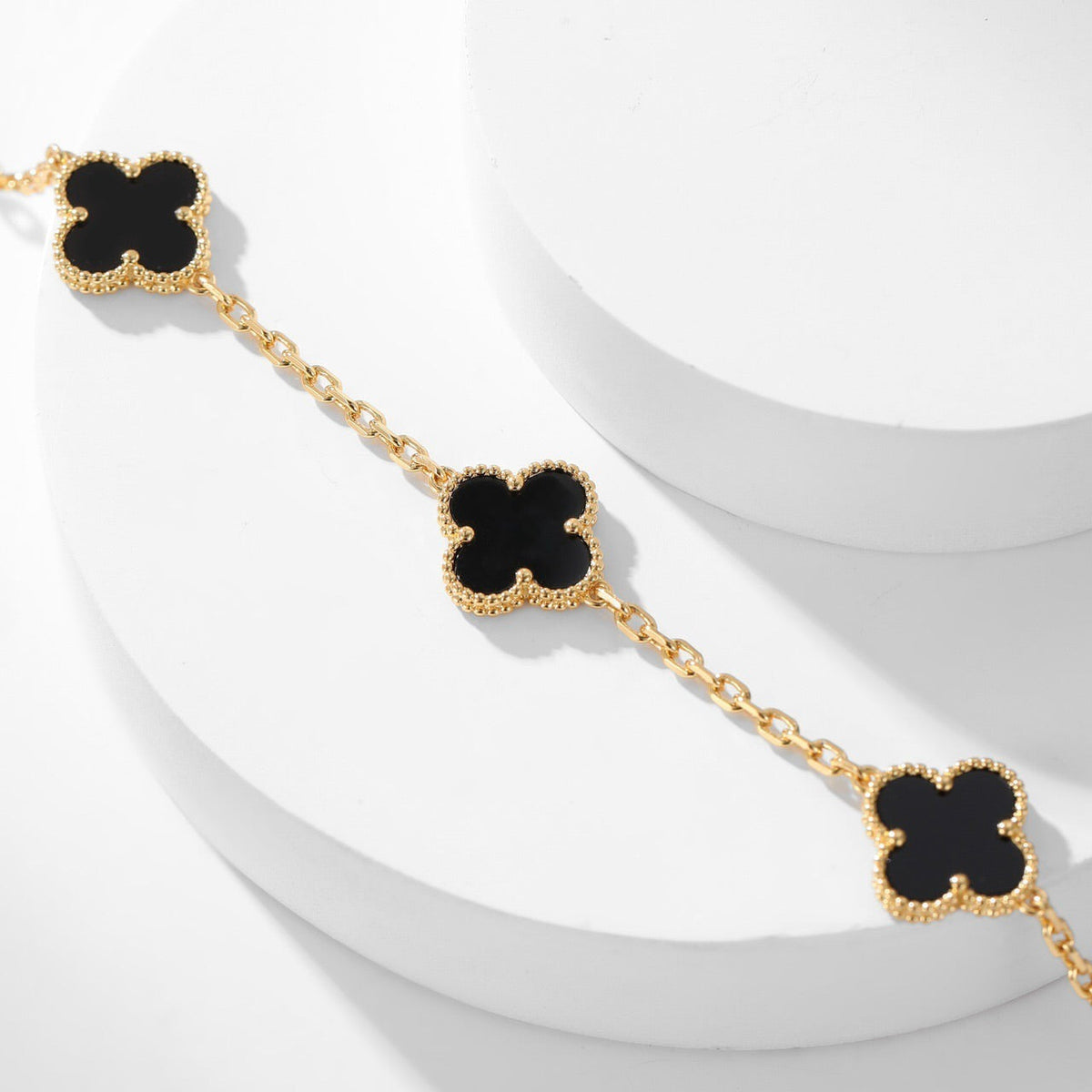 [⭐Aura]CLOVER 10 MOTIFS ONYX NECKLACE