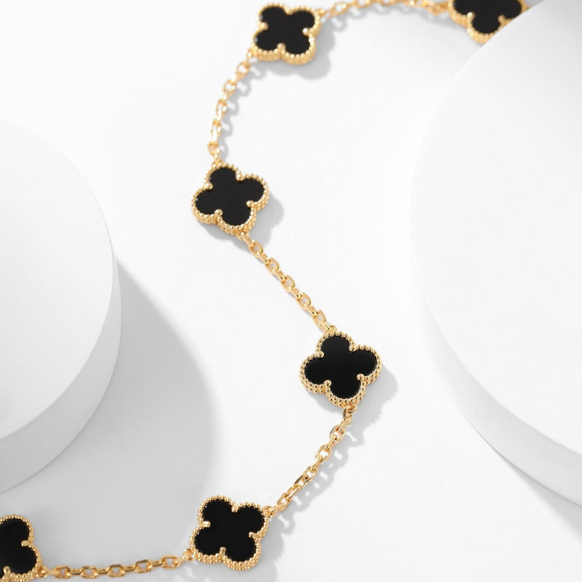 [⭐Aura]CLOVER 10 MOTIFS ONYX NECKLACE