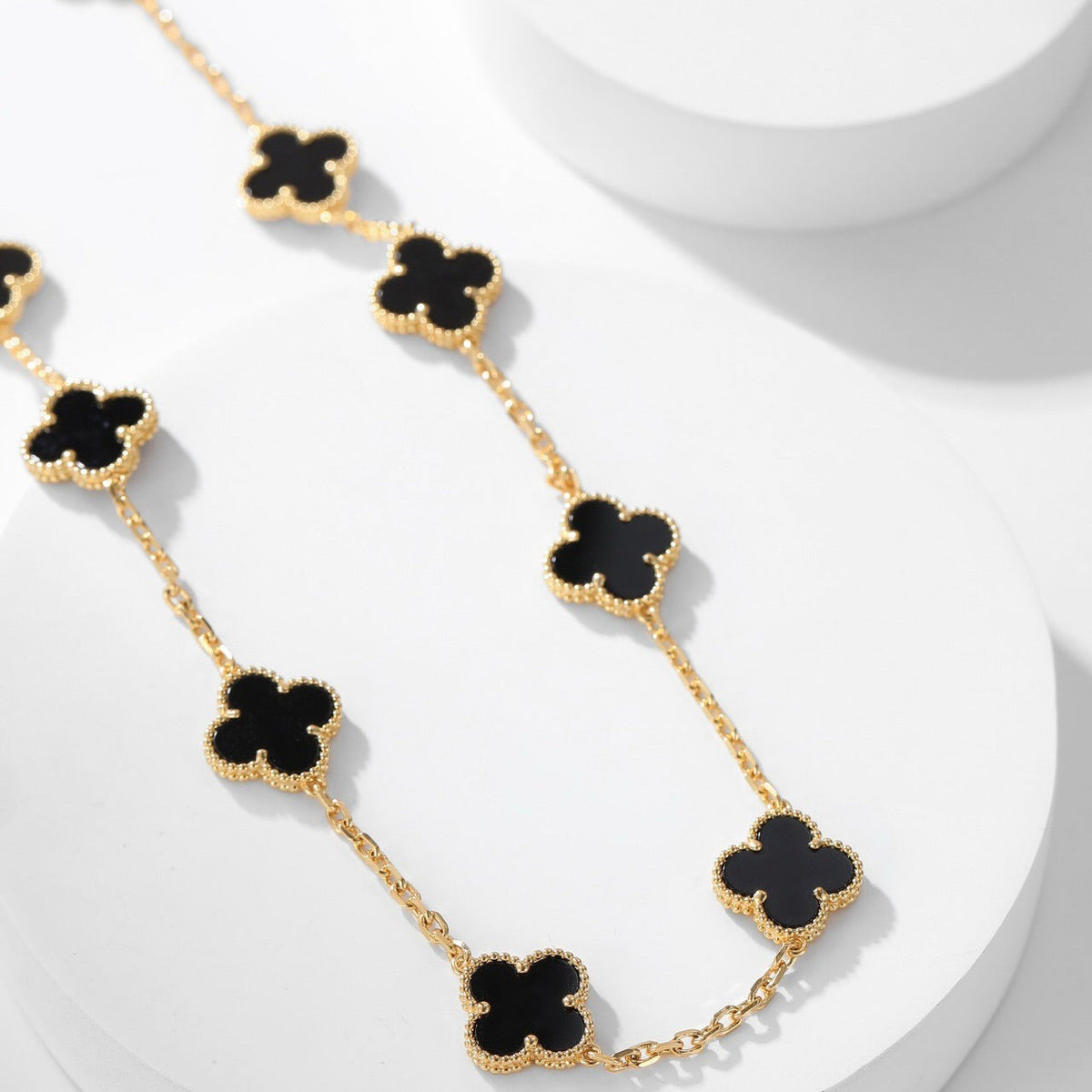 [⭐Aura]CLOVER 10 MOTIFS ONYX NECKLACE