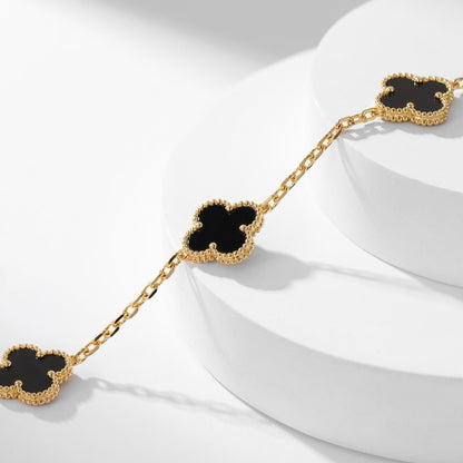 [⭐Aura]CLOVER 10 MOTIFS ONYX NECKLACE