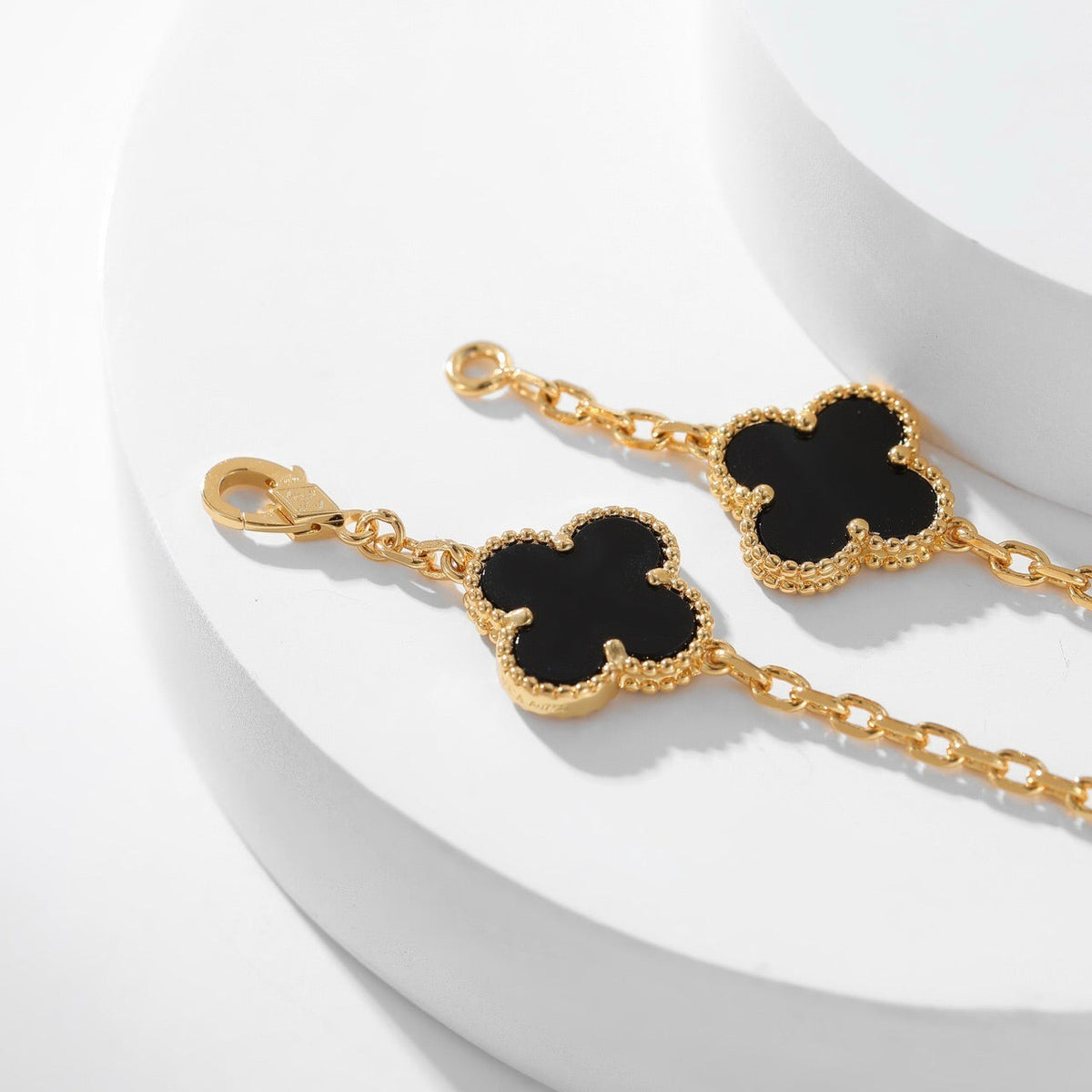 [⭐Aura]CLOVER 10 MOTIFS ONYX NECKLACE