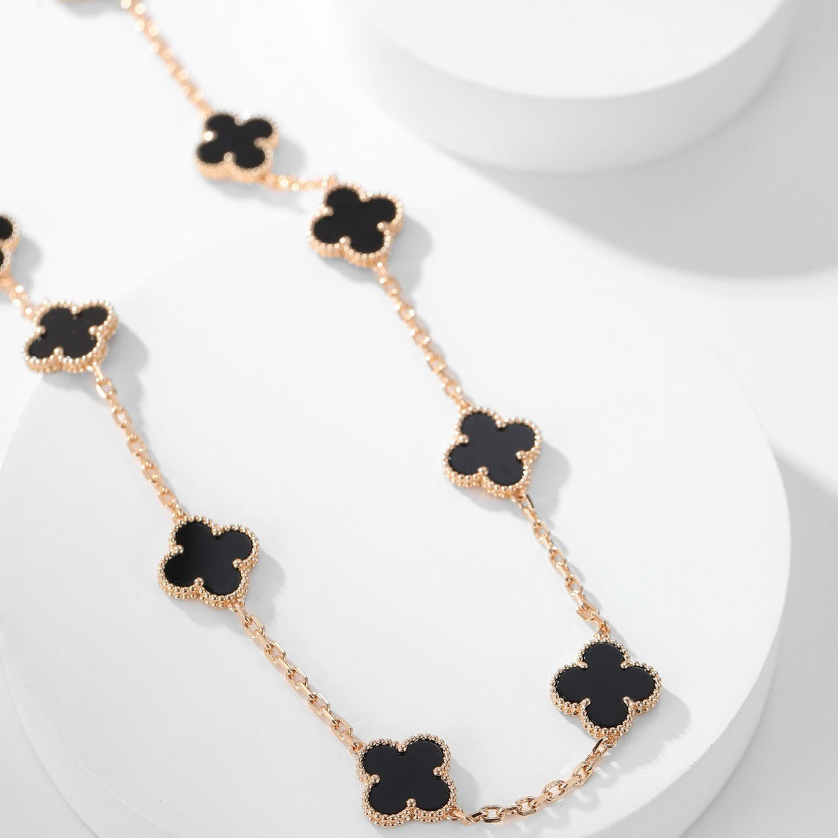 [⭐Aura]CLOVER 10 MOTIFS ONYX NECKLACE
