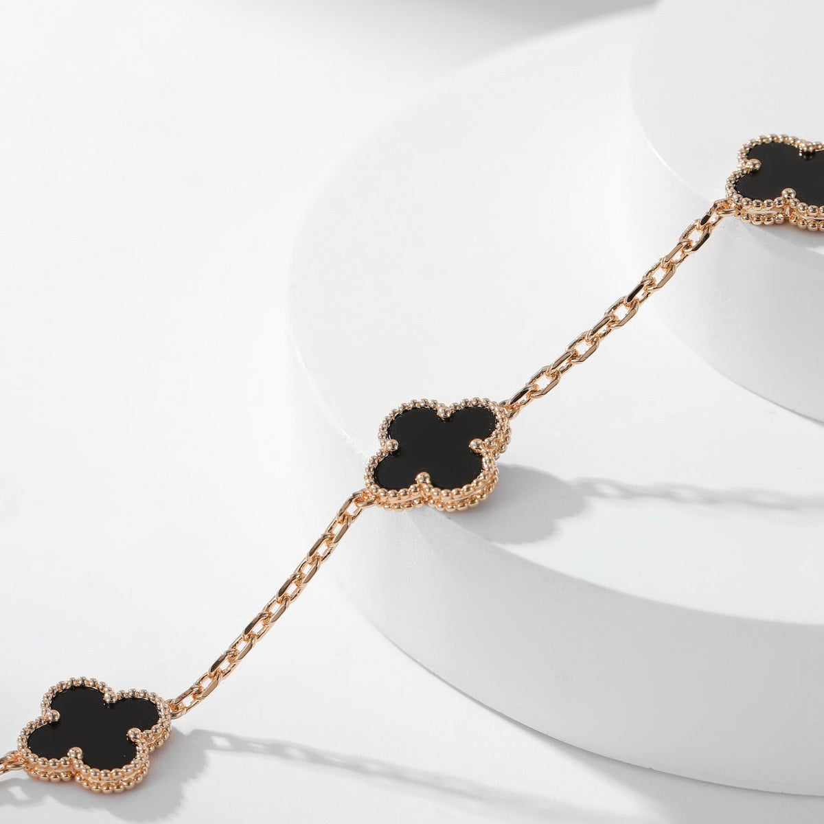 [⭐Aura]CLOVER 10 MOTIFS ONYX NECKLACE