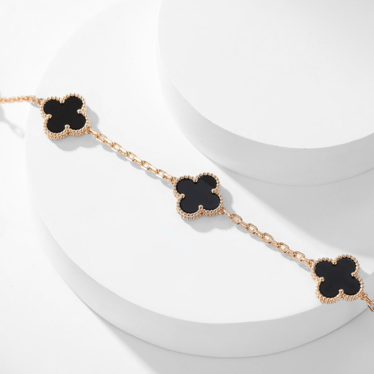 [⭐Aura]CLOVER 10 MOTIFS ONYX NECKLACE