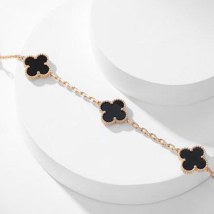[⭐Aura]CLOVER 10 MOTIFS ONYX NECKLACE